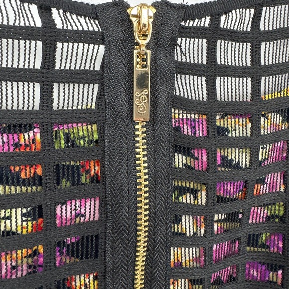 Jessica Simpson Dress A-Line Floral Mesh Sleeveless Scoop Neck Midi Black 10 NWT - Picture 7 of 8